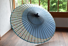 画像をギャラリービューアに読み込む, 蛇の目傘【月奴 水色×花柄】