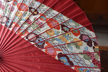 画像をギャラリービューアに読み込む, 日傘【縞帯 深紅×花柄青海波】