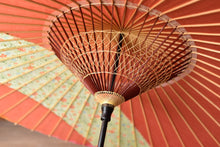 画像をギャラリービューアに読み込む, 蛇の目傘【縞帯 サーモンピンク×花柄】