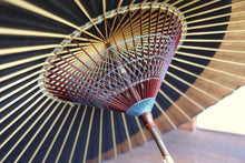 画像をギャラリービューアに読み込む, 蛇の目傘【月奴 黒×柿渋鉄】(竹柄)