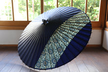 画像をギャラリービューアに読み込む, 蛇の目傘【縞帯 紺×菊唐草】