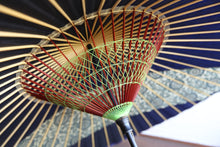 画像をギャラリービューアに読み込む, 蛇の目傘【縞帯 紺×菊唐草】