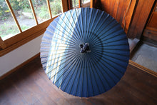 画像をギャラリービューアに読み込む, 蛇の目傘【縞帯 阿波和紙藍染 濃紺×柳】