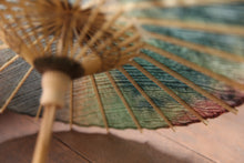 画像をギャラリービューアに読み込む, まめ和傘【落水紙 縞(ダークグリーン)】