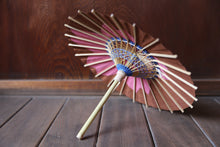 画像をギャラリービューアに読み込む, まめ和傘【切継ぎ 桜(茶×ピンク)】 - 和傘CASA