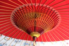 画像をギャラリービューアに読み込む, 蛇の目傘【月奴 赤×四君子】 (竹柄)