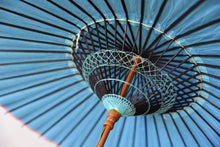 画像をギャラリービューアに読み込む, 日傘【水色(軒ピンク/黒骨)】