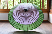 画像をギャラリービューアに読み込む, 蛇の目傘【軒奴 藤色×緑】