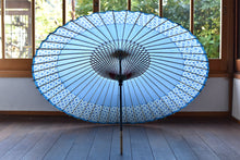 画像をギャラリービューアに読み込む, 蛇の目傘【軒奴 水色×青格子】