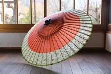 画像をギャラリービューアに読み込む, 蛇の目傘【軒奴 橙×花柄】