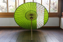 画像をギャラリービューアに読み込む, 日傘【縞帯 鶯×花柄】