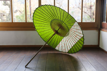 画像をギャラリービューアに読み込む, 日傘【縞帯 鶯×花柄】
