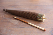 画像をギャラリービューアに読み込む, 日傘【網代軒奴 柿渋(黒柿)×かすみ染(グリーンイエロー)】