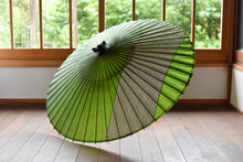画像をギャラリービューアに読み込む, 蛇の目傘【縞帯　鶯×緑ストライプ】

