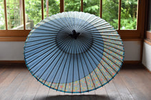 画像をギャラリービューアに読み込む, 蛇の目傘【月奴　水色×花柄】
