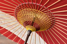 画像をギャラリービューアに読み込む, 日傘【縞帯　深紅×花柄青海波】
