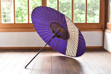 画像をギャラリービューアに読み込む, 日傘【縞帯　紫×格子模様】
