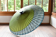 画像をギャラリービューアに読み込む, 蛇の目傘【月奴　緑×ねじり青】
