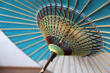 画像をギャラリービューアに読み込む, 日傘【縞帯　ターコイズ×角丸四角】

