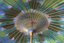 画像をギャラリービューアに読み込む, 日傘【二重張　紺×折染（グリーン系）】
