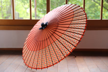画像をギャラリービューアに読み込む, 小蛇の目傘【月奴　橙×花柄】
