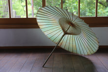 画像をギャラリービューアに読み込む, 日傘【二重張 かすみ染め グリーンイエロー×白】（女竹）
