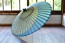 Load image into Gallery viewer, 蛇の目傘【月奴　水色×花柄】 - 和傘CASA
