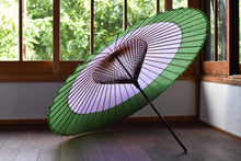 画像をギャラリービューアに読み込む, 蛇の目傘【軒奴　藤色×緑】
