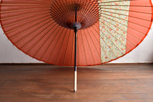 画像をギャラリービューアに読み込む, 蛇の目傘【縞帯　橙×花柄】 - 和傘CASA
