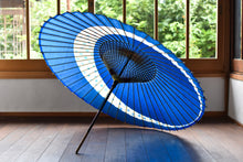 画像をギャラリービューアに読み込む, 蛇の目傘【三日月　青×ガラスボタン】
