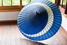 画像をギャラリービューアに読み込む, 蛇の目傘【三日月　青×ガラスボタン】
