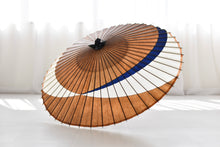 画像をギャラリービューアに読み込む, 蛇の目傘【交叉　柿渋×白(青)】
