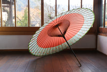 画像をギャラリービューアに読み込む, 蛇の目傘【軒奴　橙×花柄】
