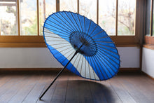 画像をギャラリービューアに読み込む, 日傘【縞帯　青×ストライプ】
