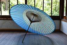Load image into Gallery viewer, 蛇の目傘【月奴　水色×花柄】 - 和傘CASA

